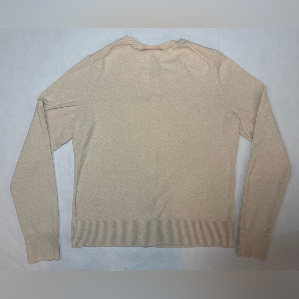 GAP Crewneck Cardigan Long Sleeve Light Oat Heather Size S - Picture 5 of 14